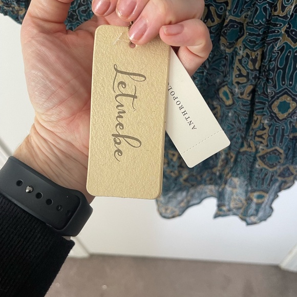 Anthropologie Blue and Brown Patterned Mini Dress - Picture 12 of 16